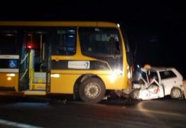 Homem morre após colisão entre ônibus escolar e carro na PB
