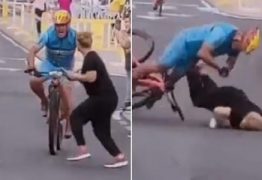 ACIDENTE: mulher atravessa pista durante prova de ciclismo e é atingida por ciclista em alta velocidade – VEJA VÍDEO 
