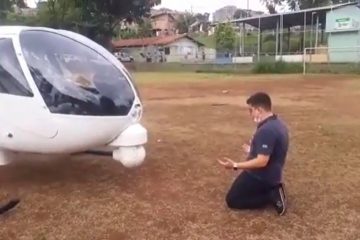 Piloto de helicóptero da Globo reza após pouso forçado em Belo Horizonte