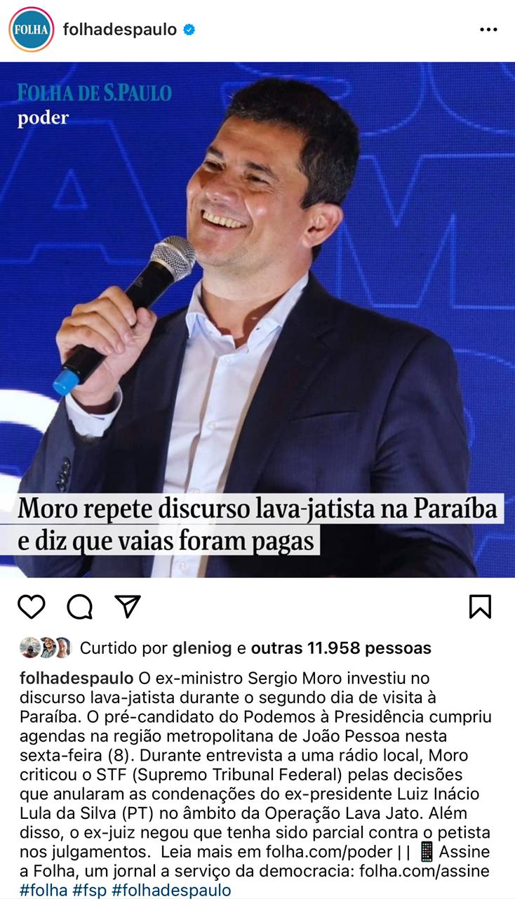 WhatsApp Image 2022 01 08 at 11.34.54 - Cumprindo agenda política, visita de Moro a Paraíba é destaque na Folha de São Paulo 