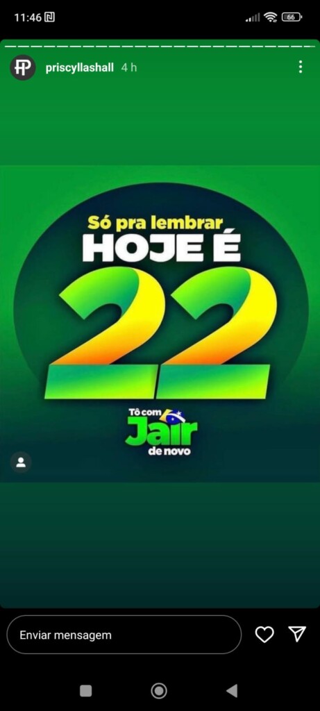 WhatsApp Image 2022 10 22 at 12.10.35 - É 22! Perfil de famosa casa de shows de Mandacaru faz postagem em apoio a Bolsonaro: "Tô com Jair de novo"