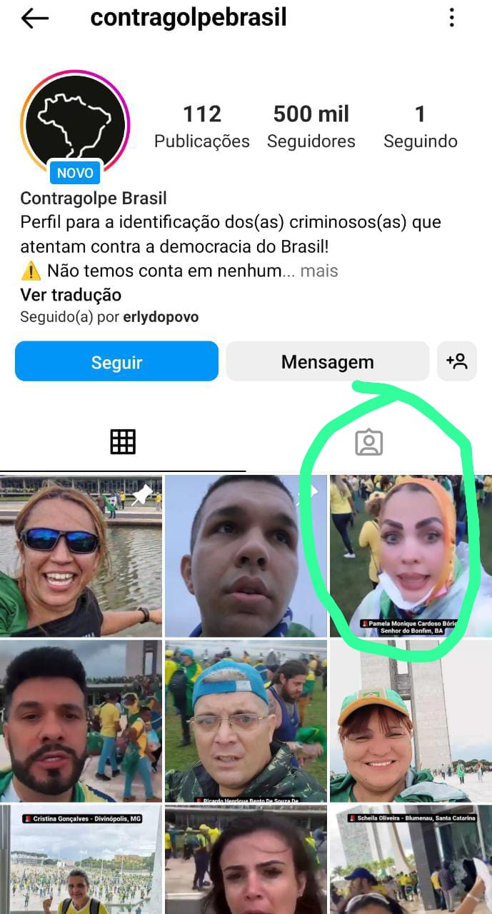 WhatsApp Image 2023 01 09 at 06.42.24 1 - Pamela Bório é identificada em página que procura golpistas que invadiram o Congresso