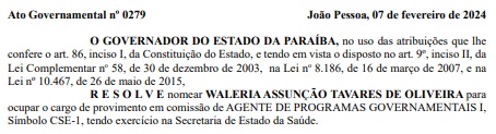 nomeacao waleria - Jornalista Waléria Assunção é nomeada para cargo na secretaria estadual de Saúde