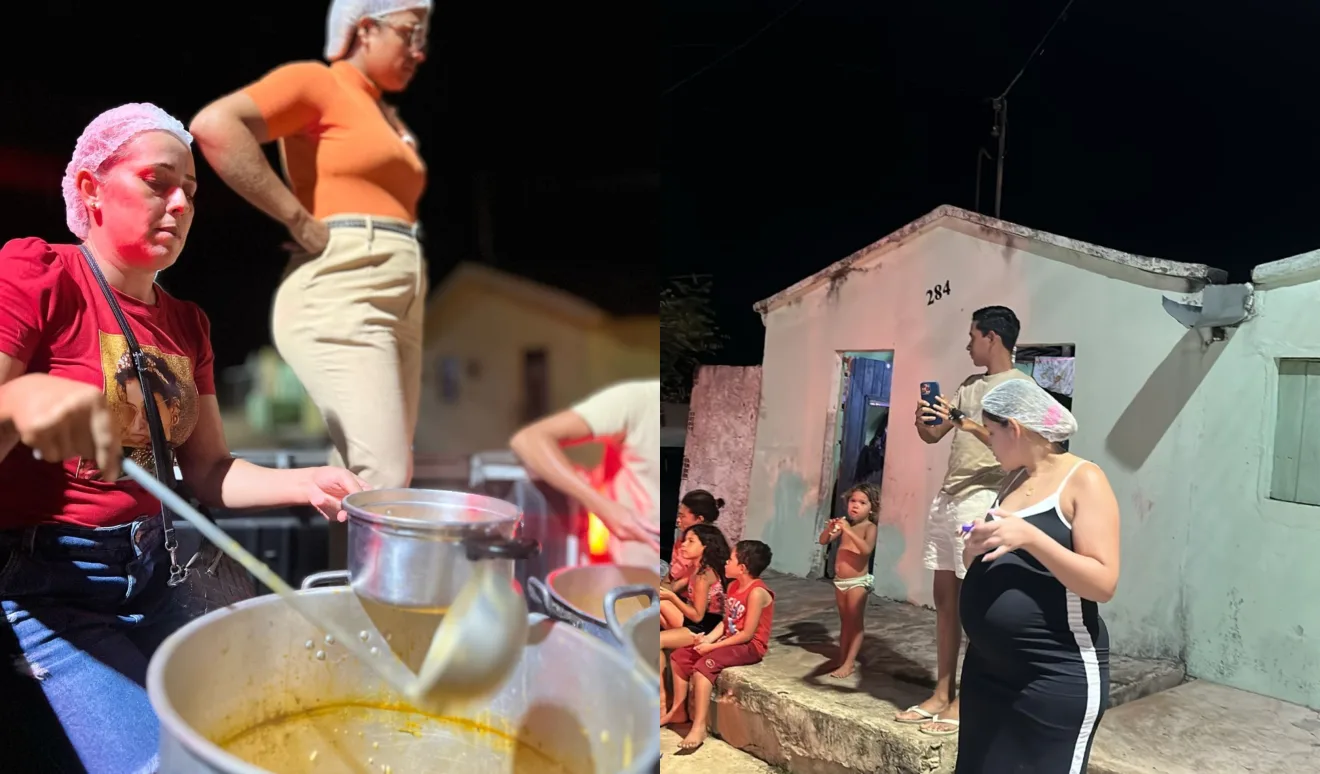 Filhas da prefeita de Mari distribuem sopa em comunidade do município; veja vídeo Filhas da prefeita de Mari distribuem sopa em comunidade do município; veja vídeo