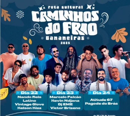 Bananeiras promete viver o maior Caminhos do Frio de sua história com shows de Nando Reis, Latino e Marcelo Falcão Bananeiras promete viver o maior Caminhos do Frio de sua história com shows de Nando Reis, Latino e Marcelo Falcão