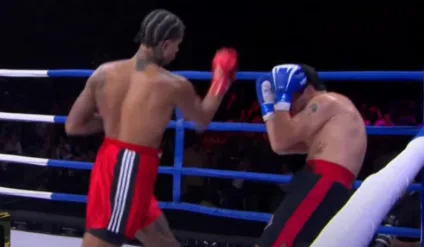 BOXE DAS ESTRELAS: Filho de Shaolin é nocauteado por MC Livinho - VEJA O VÍDEO