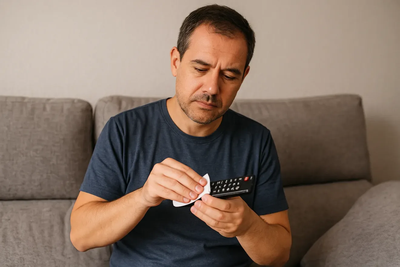 Por que você deveria limpar o controle remoto com frequência