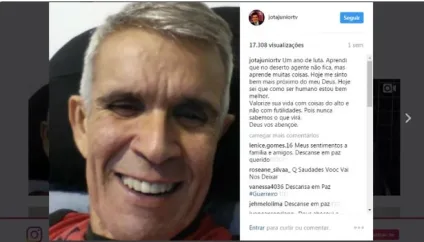 Gutemberg se emociona na despedida do amigo Jota Jr. em 2017