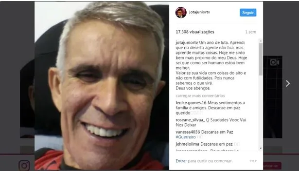 Gutemberg se emociona na despedida do amigo Jota Jr. em 2017 Gutemberg se emociona na despedida do amigo Jota Jr. em 2017