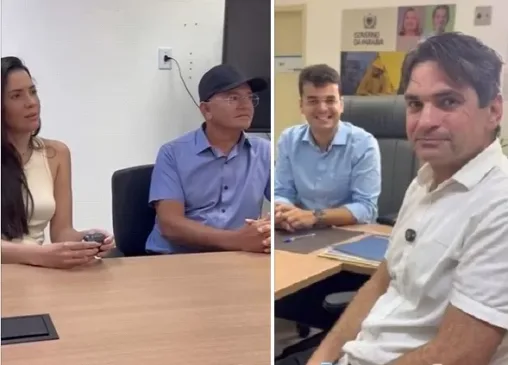 Prefeito Laurinho, primeira-dama Geska, e o deputado Murilo Galdino visitam secretário de saúde