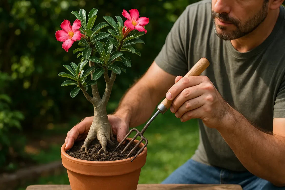 Substrato compactado faz a rosa-do-deserto parar de florir