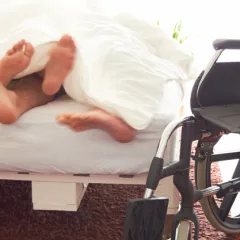 Impaired person having sex in the bed.