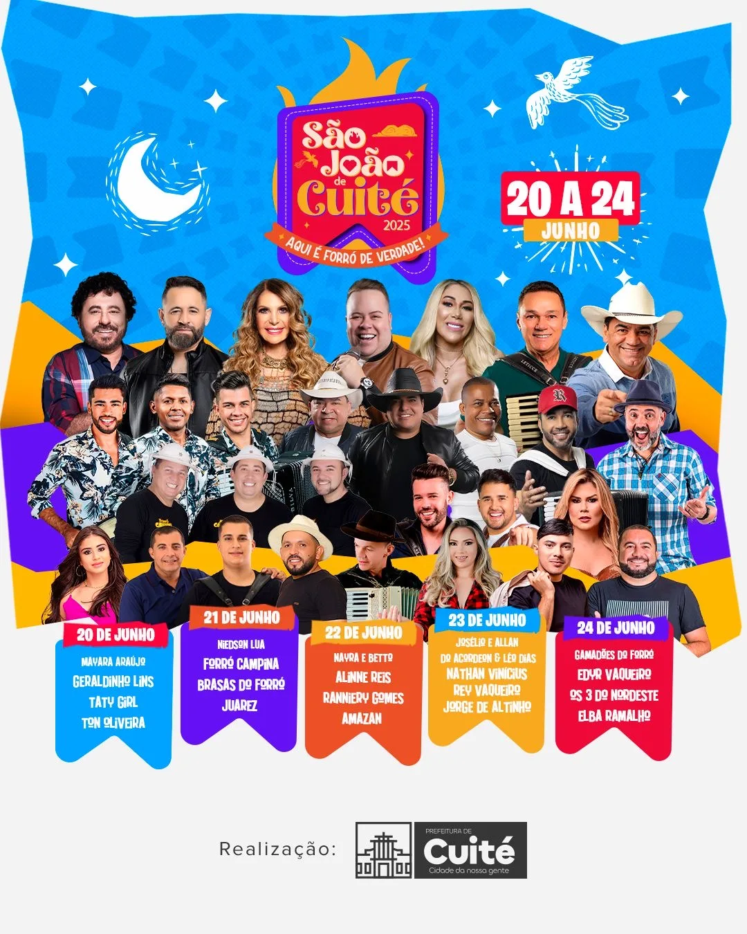 São João de Cuité inicia nesta sexta com shows de Geraldinho Lins, Taty Girl e Tom Oliveira