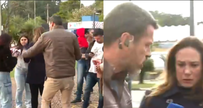 Jornalista da Record é empurrada ao vivo por repórter da Band; veja vídeo