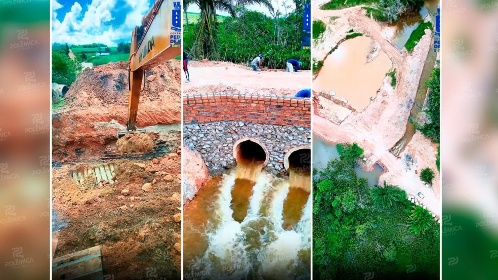 Ponte danificada por chuvas começa a ser reconstruída em Pedras de Fogo