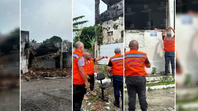 TRISTEZA: Parte do antigo fórum de Bayeux, onde funciona estacionamento da Câmara desabou na madrugada desta terça (29)