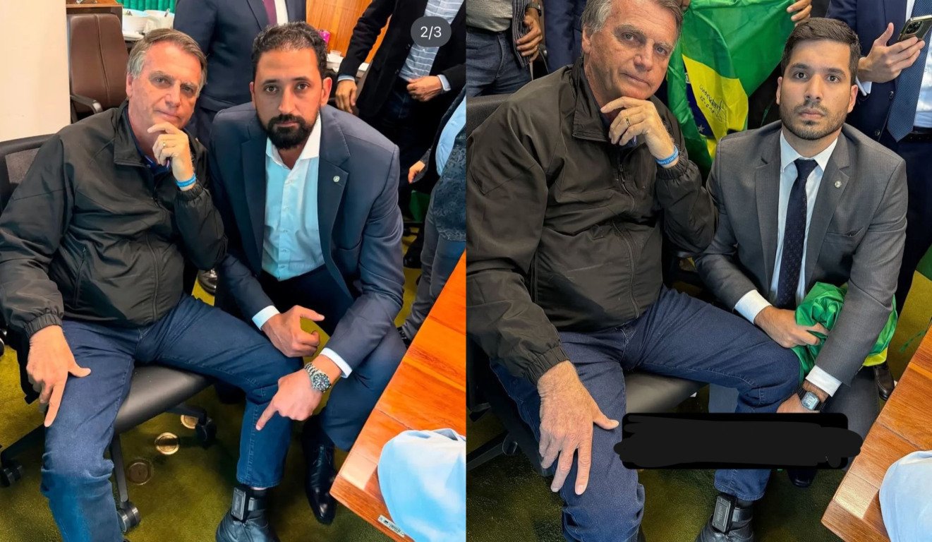Bolsonaro exibe tornozeleira eletrônica em foto com deputados do PL