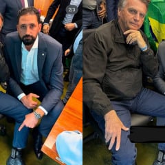 Bolsonaro exibe tornozeleira eletrônica em foto com deputados do PL