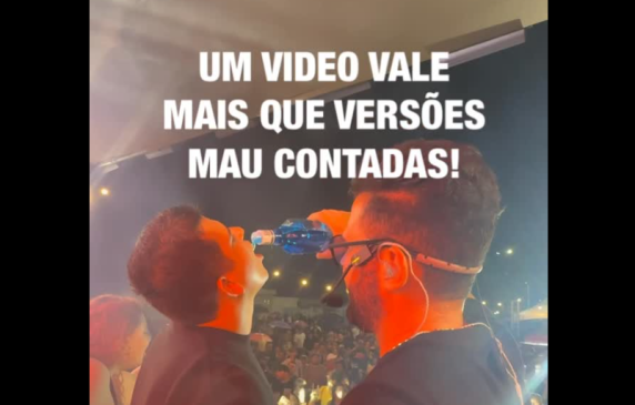 Ranniery Gomes nega que seguranças agrediram assessor de Mari e divulga vídeo do homem bebendo durante brincadeira no palco;  "já estava bem embriagado e caiu" - veja