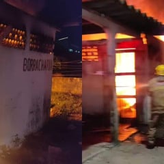 Incêndio destrói borracharia e causa desabamento de telhado em Cabedelo