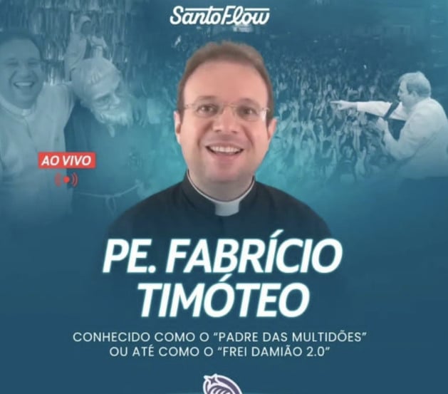 Padre Fabrício é o entrevistado do "SantoFlow" desta quinta, podcast católico de maior audiência do Brasil