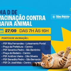 Prefeitura de São Bento promove Dia D de Vacinação Contra a Raiva Animal