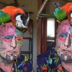 Homem corta orelhas e faz 100 tatuagens para "virar papagaio"